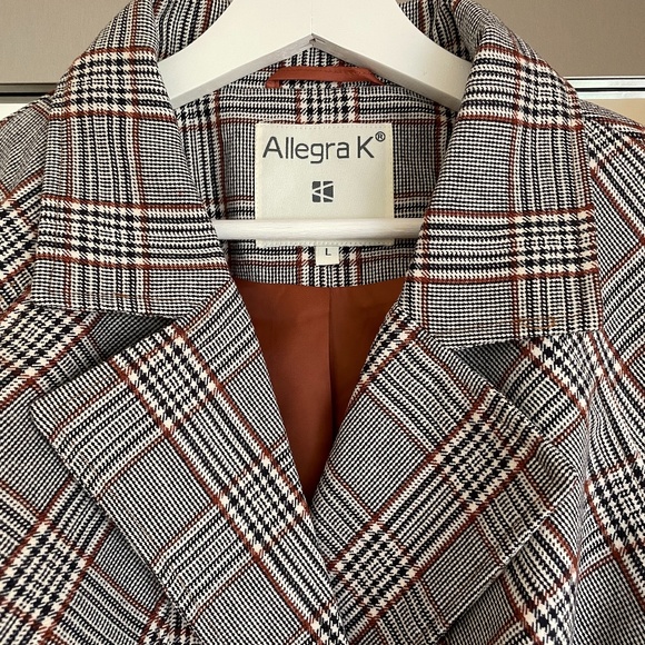 Allegra K - Plaid Jacket/Blazer Button Belted - L - Picture 10 of 16